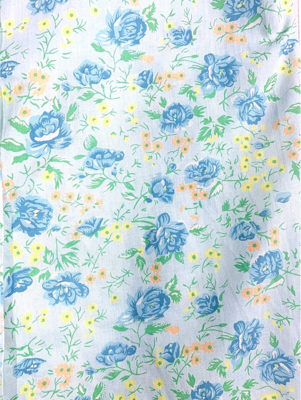 Vtg 60s Blue Rose Print Shirt M L Cotton Blend Retro Collar Sears Perma Smooth - Picture 5 of 7